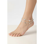Floral Cluster Chain Anklet – 925 Sterling Silver – Adjustable – 21.14g