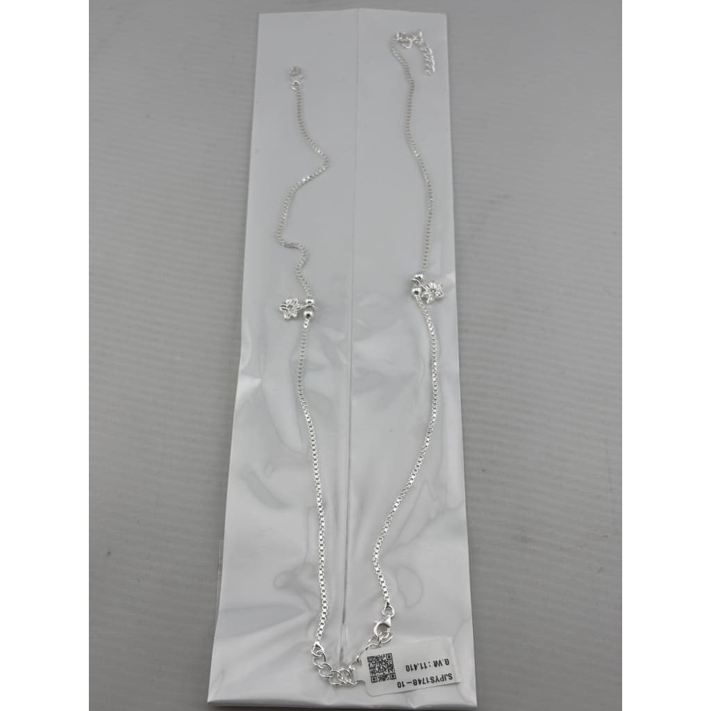 Floral Curve Minimal Anklet – 925 Sterling Silver – Adjustable – 11g