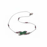 Floral Drop Anklet – 925 Sterling Silver – Green & Pink Stone Design-26g