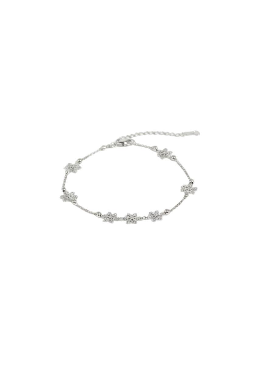 Floral Drop Anklet – 925 Sterling Silver – Heavy Statement Design-16g