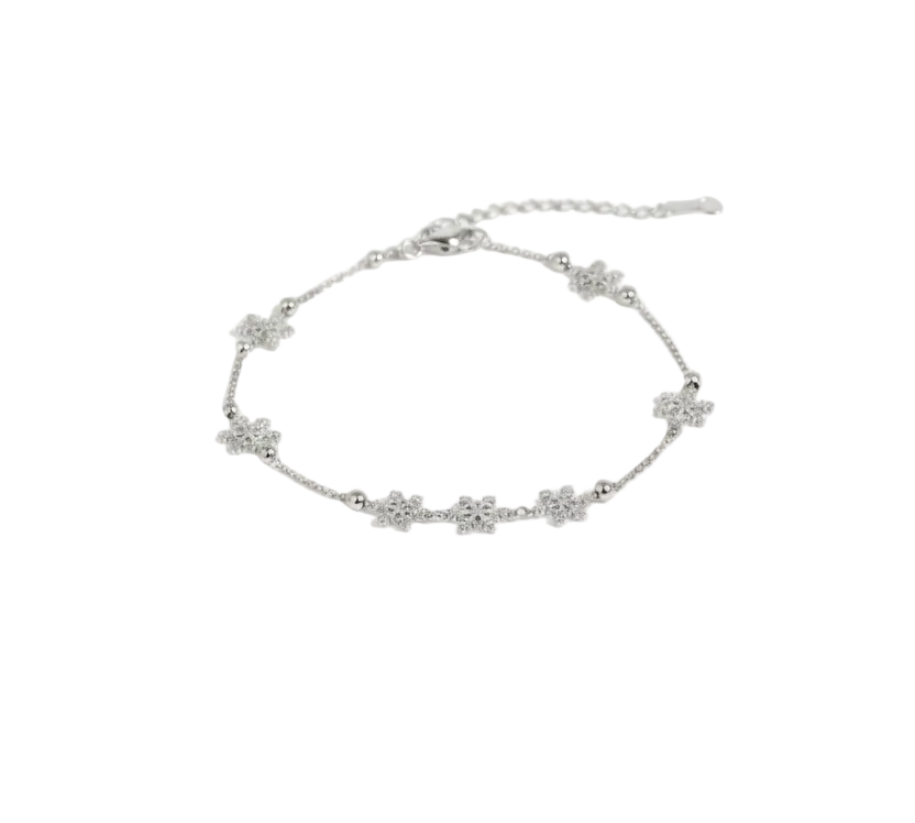 Floral Drop Anklet – 925 Sterling Silver – Heavy Statement Design-16g