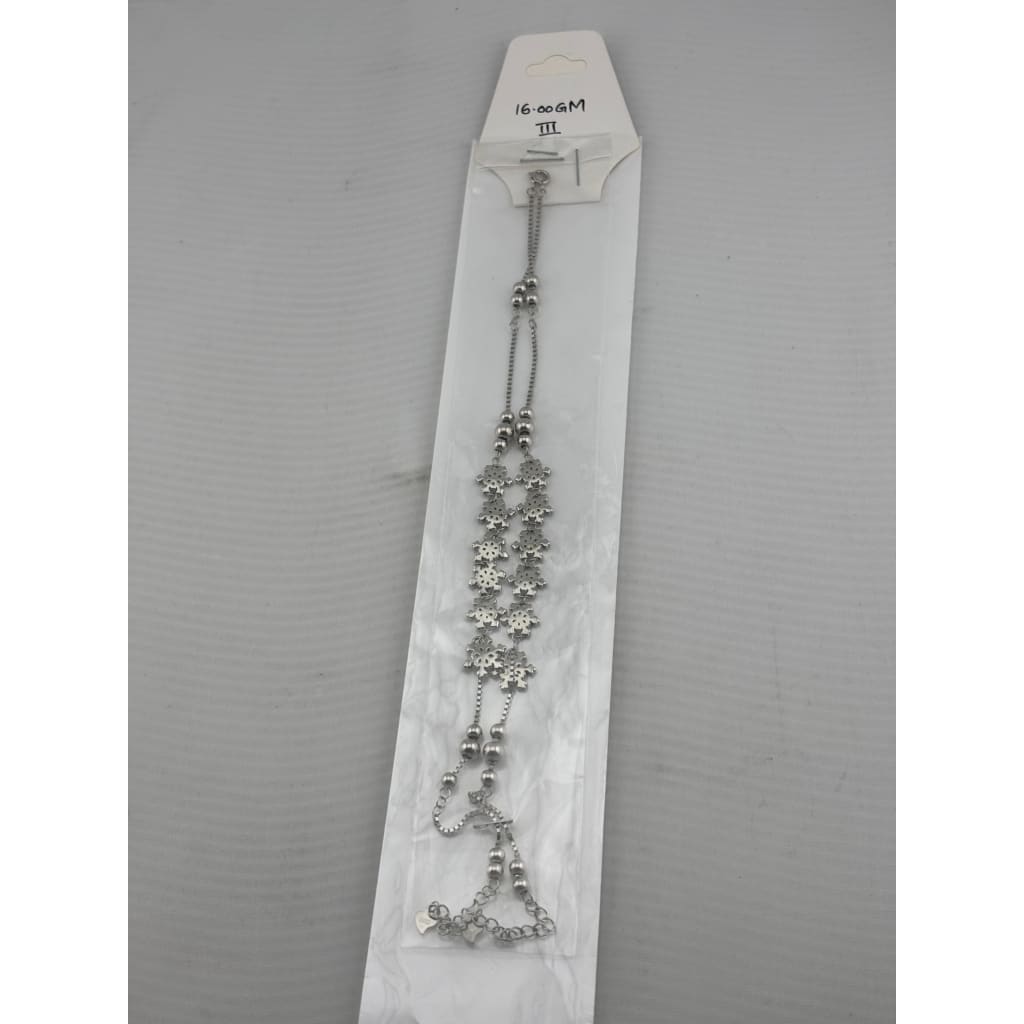 Floral Drop Anklet – 925 Sterling Silver – Heavy Statement Design – 16g