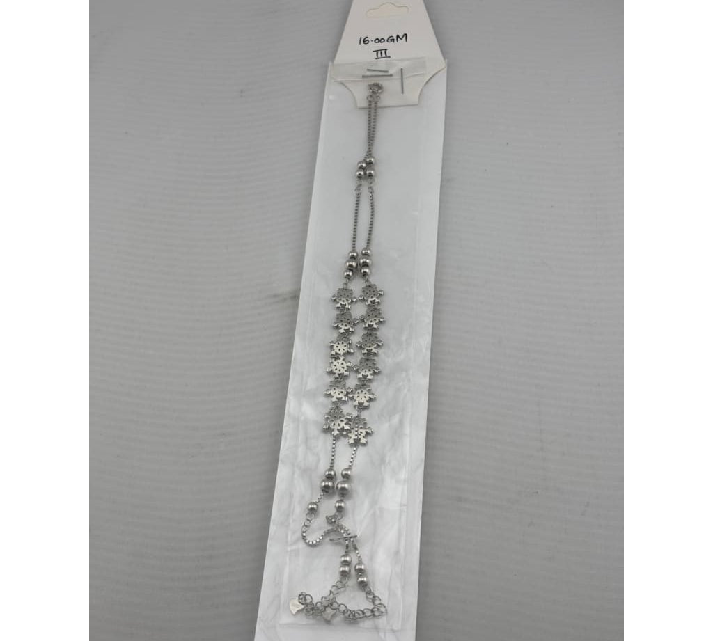 Floral Drop Anklet – 925 Sterling Silver – Heavy Statement Design – 16g