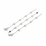 Floral Wave Charm Silver Anklet – 99.9% Pure Silver – Adjustable – 26g
