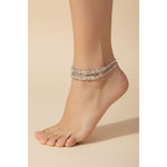 Geometric CZ Block Anklet – 925 Sterling Silver – Adjustable – 30.01g