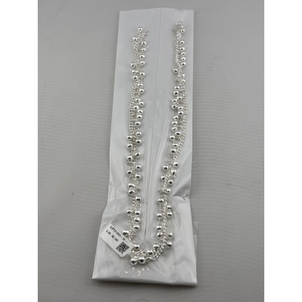 Ghungroo Silver Anklet – 99.9% Pure Silver – Adjustable – Weight: 50 g