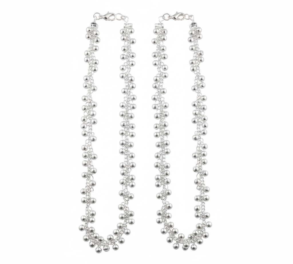 Ghungroo Silver Anklet – 99.9% Pure Silver – Adjustable – Weight: 50 g