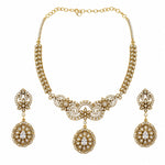 Gold-plated 925 sterling silver antique floral medallion necklace earrings set on white