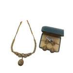 Gold-plated antique floral medallion necklace and matching earrings set