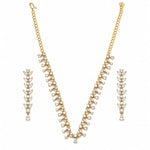 Gold-plated 925 sterling silver crystal vine necklace earrings set on white