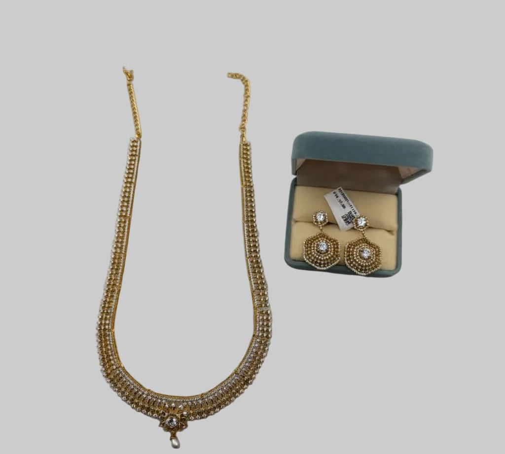 Gold-Plated 925 Sterling Silver Crystal Necklace &