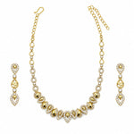 Gold-plated 925 sterling silver geometric teardrop necklace earrings set on white