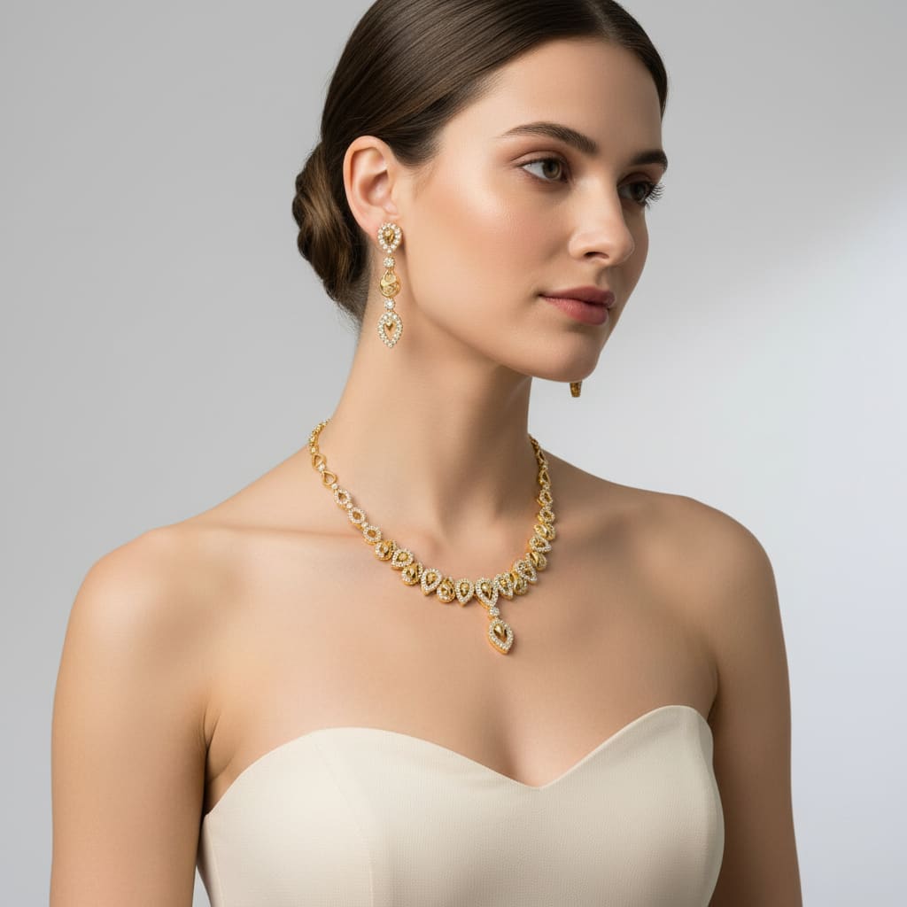 Gold-Plated 925 Sterling Silver Geometric Teardrop Necklace