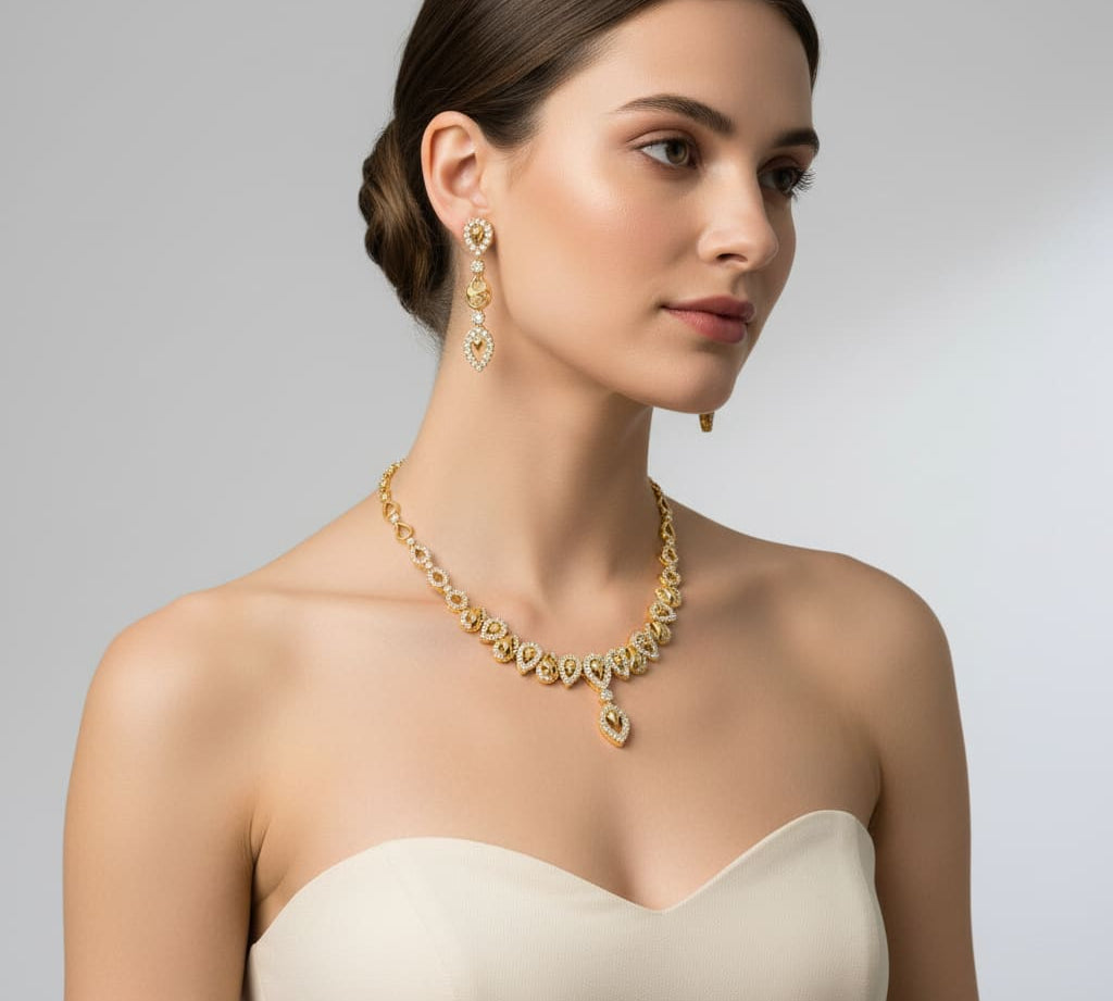 Gold-Plated 925 Sterling Silver Geometric Teardrop Necklace
