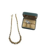 Gold-plated geometric teardrop necklace and matching earrings set