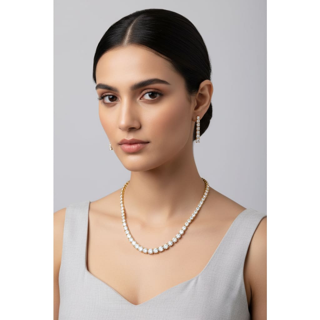 Gold-Plated 925 Sterling Silver Graduated Crystal Tennis
