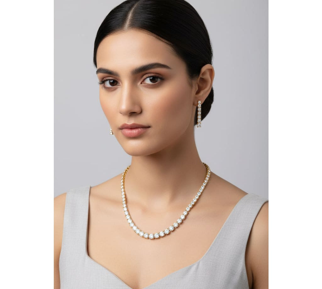 Gold-Plated 925 Sterling Silver Graduated Crystal Tennis