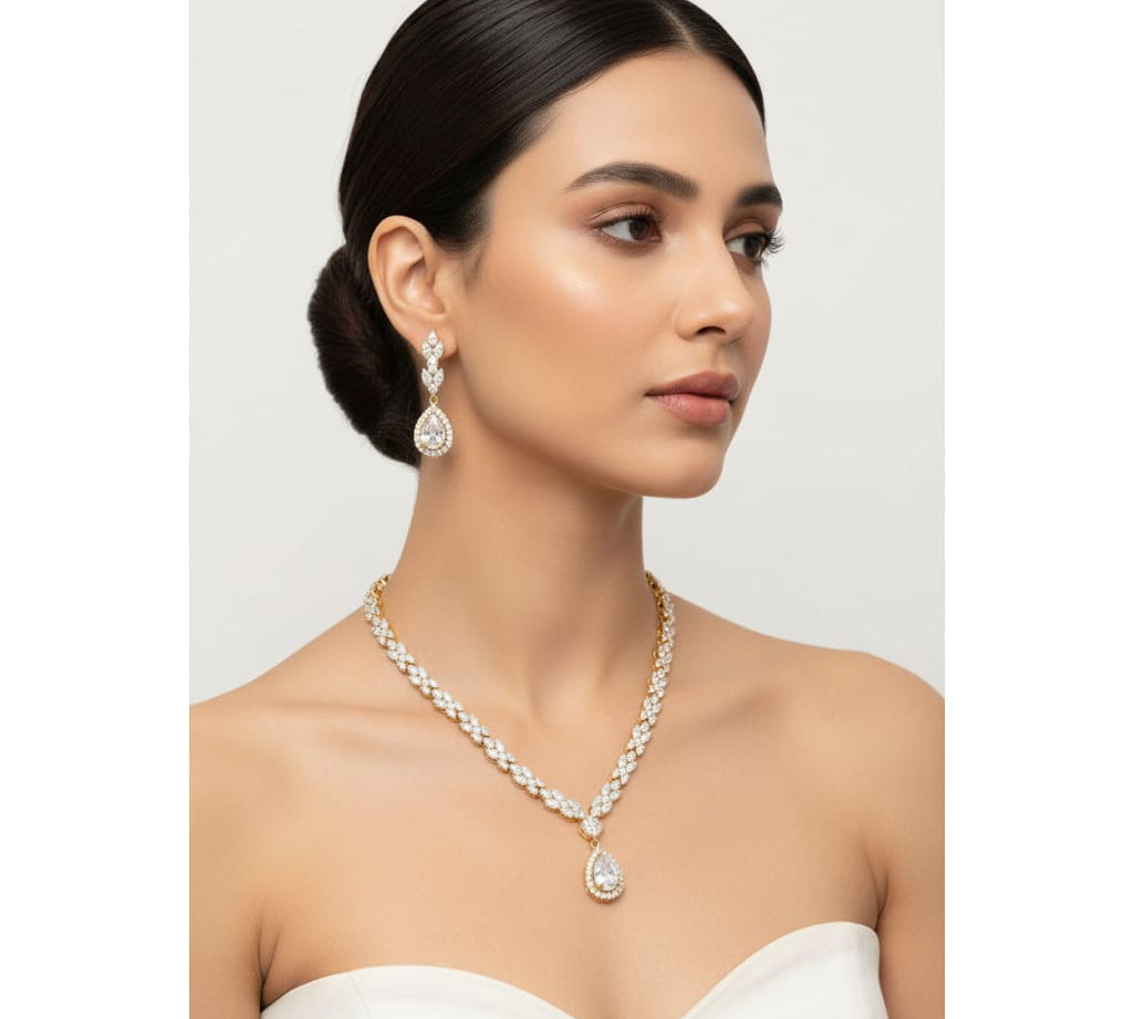 Gold-Plated 925 Sterling Silver Marquise Leaf Necklace &