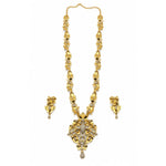 Gold-plated 925 sterling silver ornate floral statement necklace earrings set on white