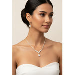 Gold-Plated 925 Sterling Silver V-Shaped Crystal Necklace &