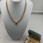 Gold-plated 925 sterling silver crystal necklace and earrings set front view