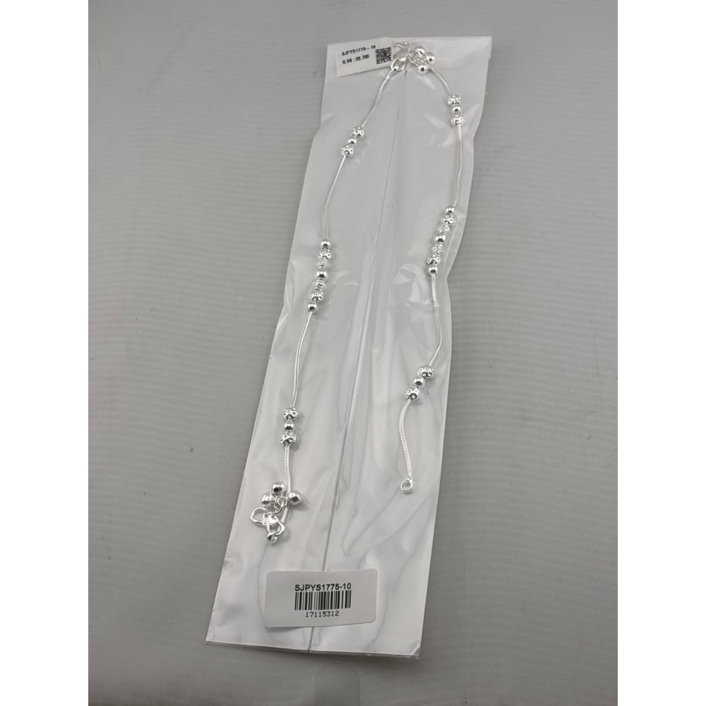 Graduated Bead Cluster Silver Anklet – 99.9% Pure Silver – Weight:22g