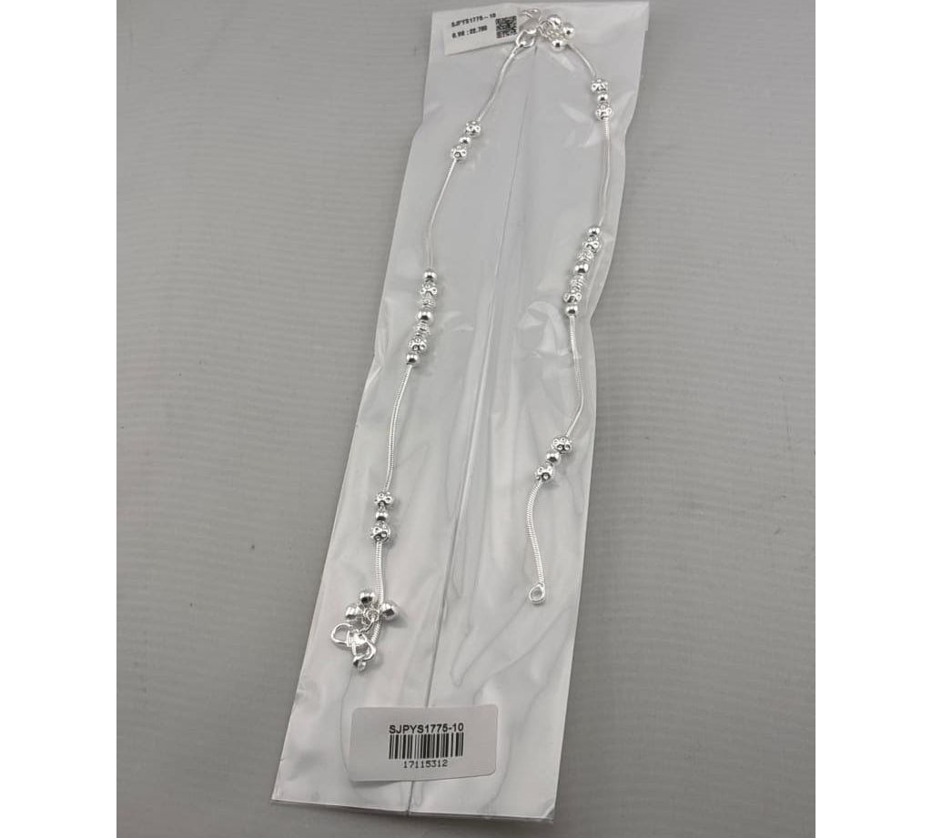 Graduated Bead Cluster Silver Anklet – 99.9% Pure Silver – Weight:22g