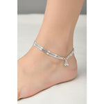 Grid Pattern Silver Anklet – 99.9% Pure Silver – Minimal Ghungroo Charm – Adjustable – 29.730g