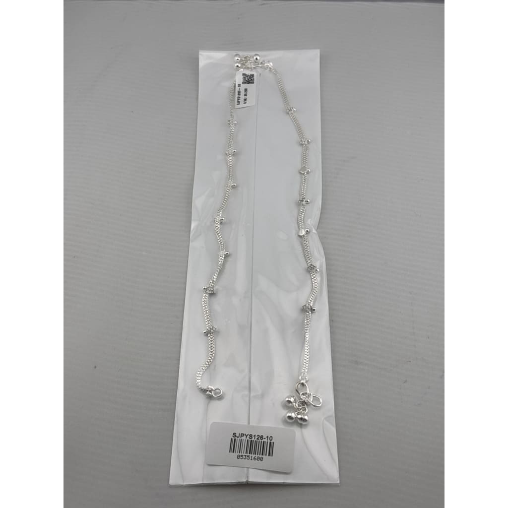 Heart Charm Silver Anklet – 99.9% Pure Silver – Weight:20g