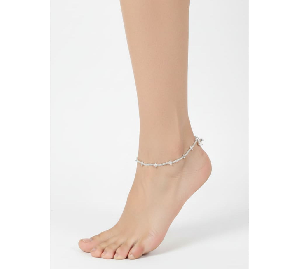 Heart Charm Silver Anklet – 99.9% Pure Silver – Weight:20g