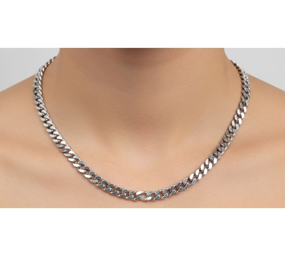 Heavy Curb Link Silver Chain in 925 Sterling Silver | Thick Chain Necklace