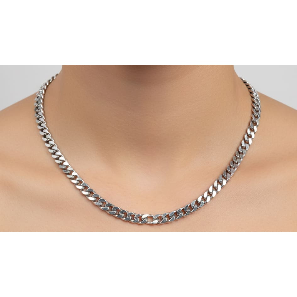 Heavy Curb Link Silver Chain in 925 Sterling Silver | Thick Chain Necklace