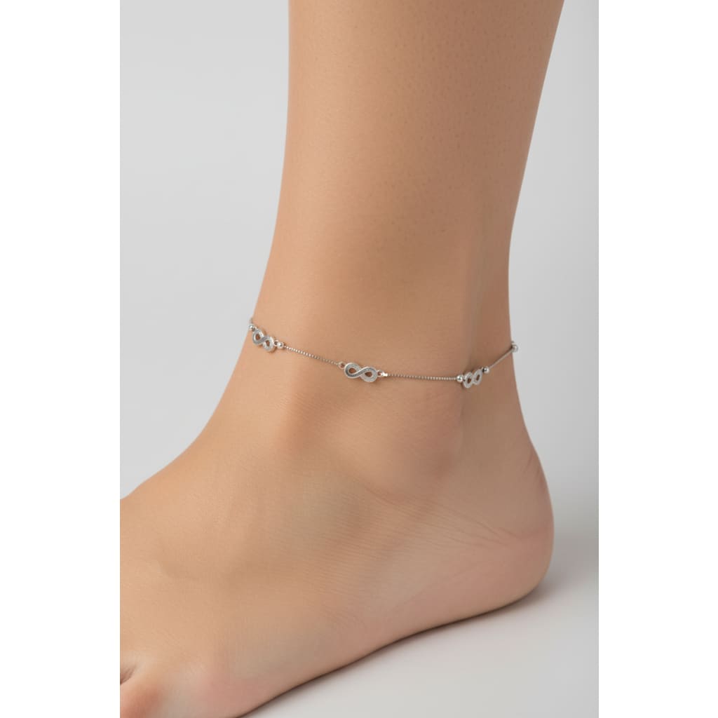 Infinity Charm Anklet – 925 Sterling Silver – Minimal Elegant Design – 4.5g