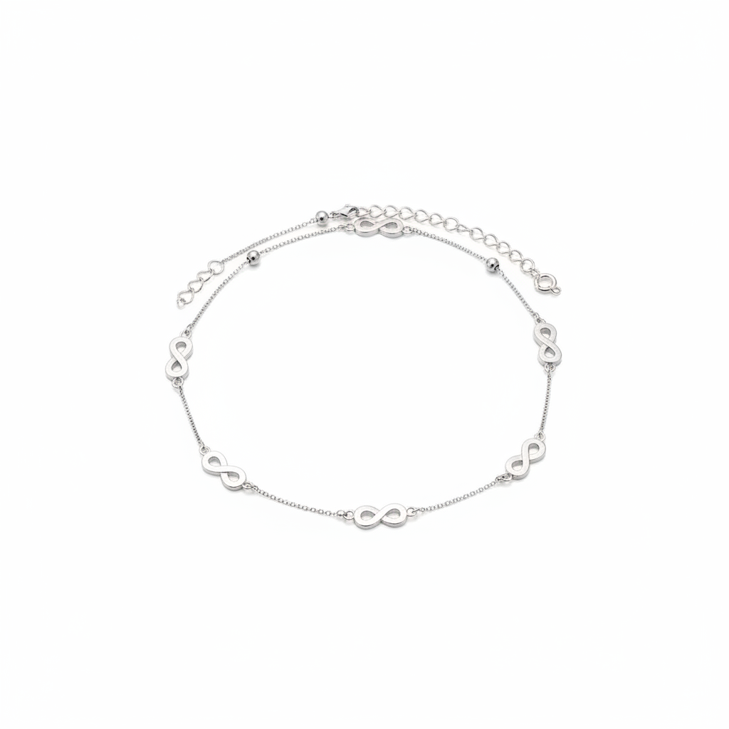 Infinity Charm Anklet – 925 Sterling Silver – Minimal Elegant Design-4.5g