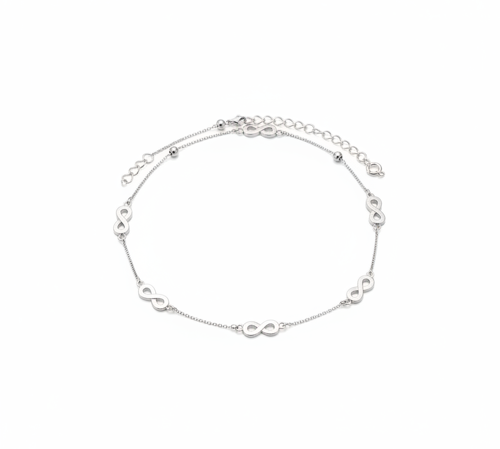 Infinity Charm Anklet – 925 Sterling Silver – Minimal Elegant Design-4.5g
