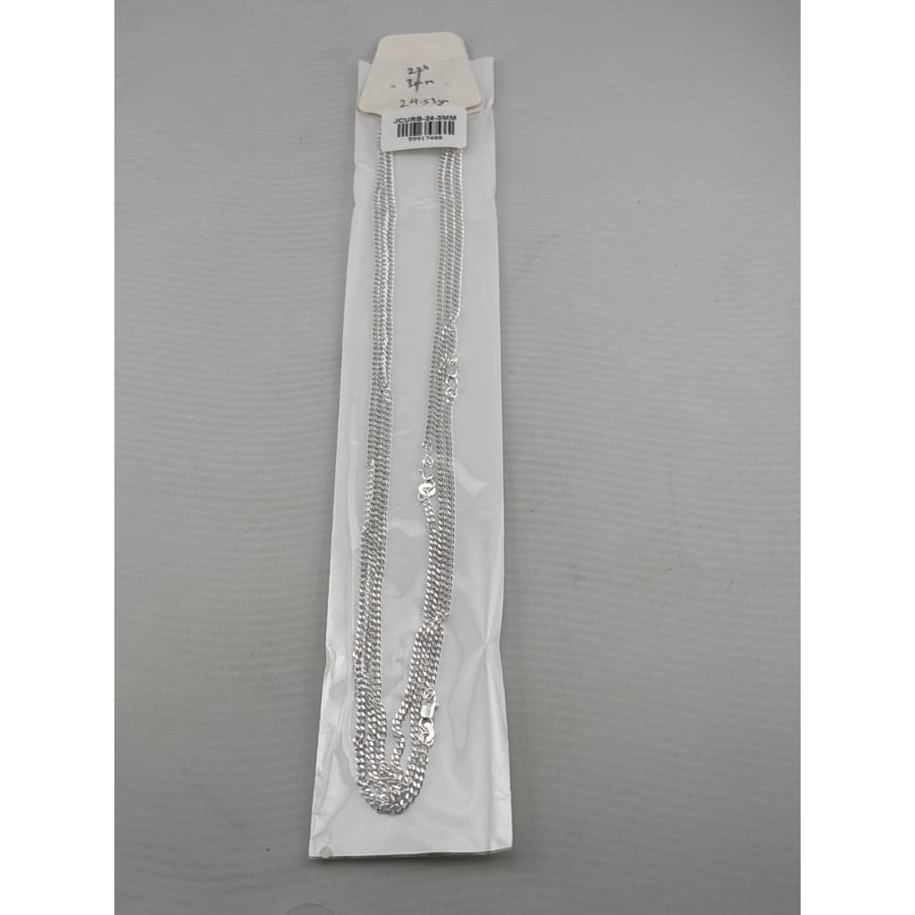 Japanese Curb Silver Chain in 925 Sterling Silver | Sleek Flat Link Chain Necklace