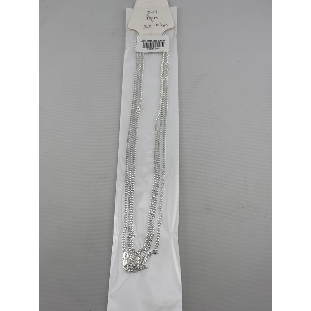 Japanese Curb Silver Chain in 925 Sterling Silver | Sleek Flat Link Chain Necklace