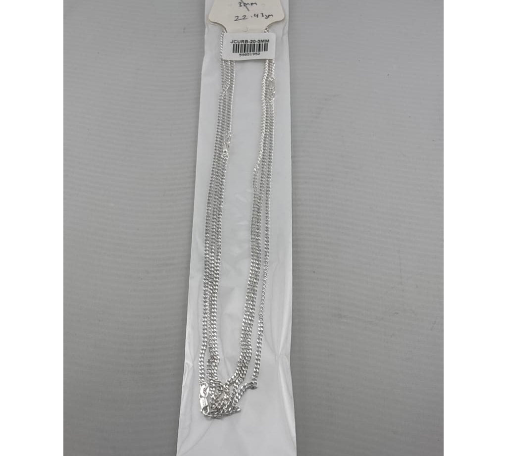 Japanese Curb Silver Chain in 925 Sterling Silver | Sleek Flat Link Chain Necklace