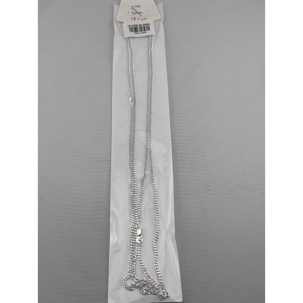 Japanese Curb Silver Chain in 925 Sterling Silver | Sleek
