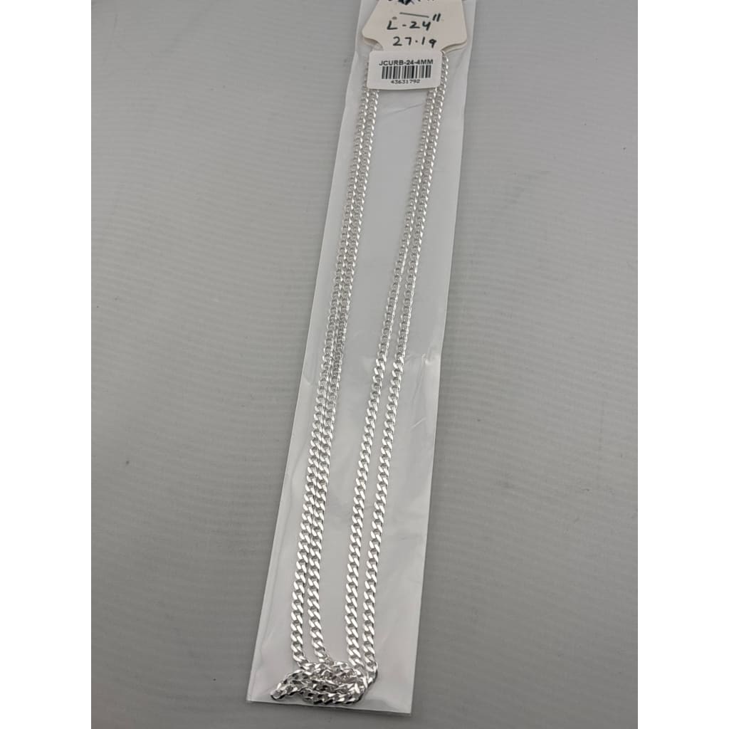 Japanese Curb Silver Chain in 925 Sterling Silver | Sleek Flat Link Chain Necklace