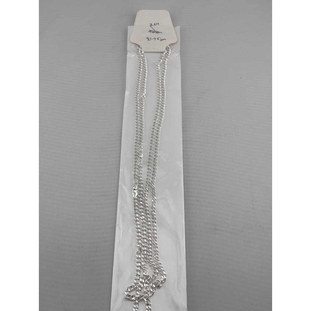 Japanese Curb Silver Chain in 925 Sterling Silver | Sleek Flat Link Chain Necklace