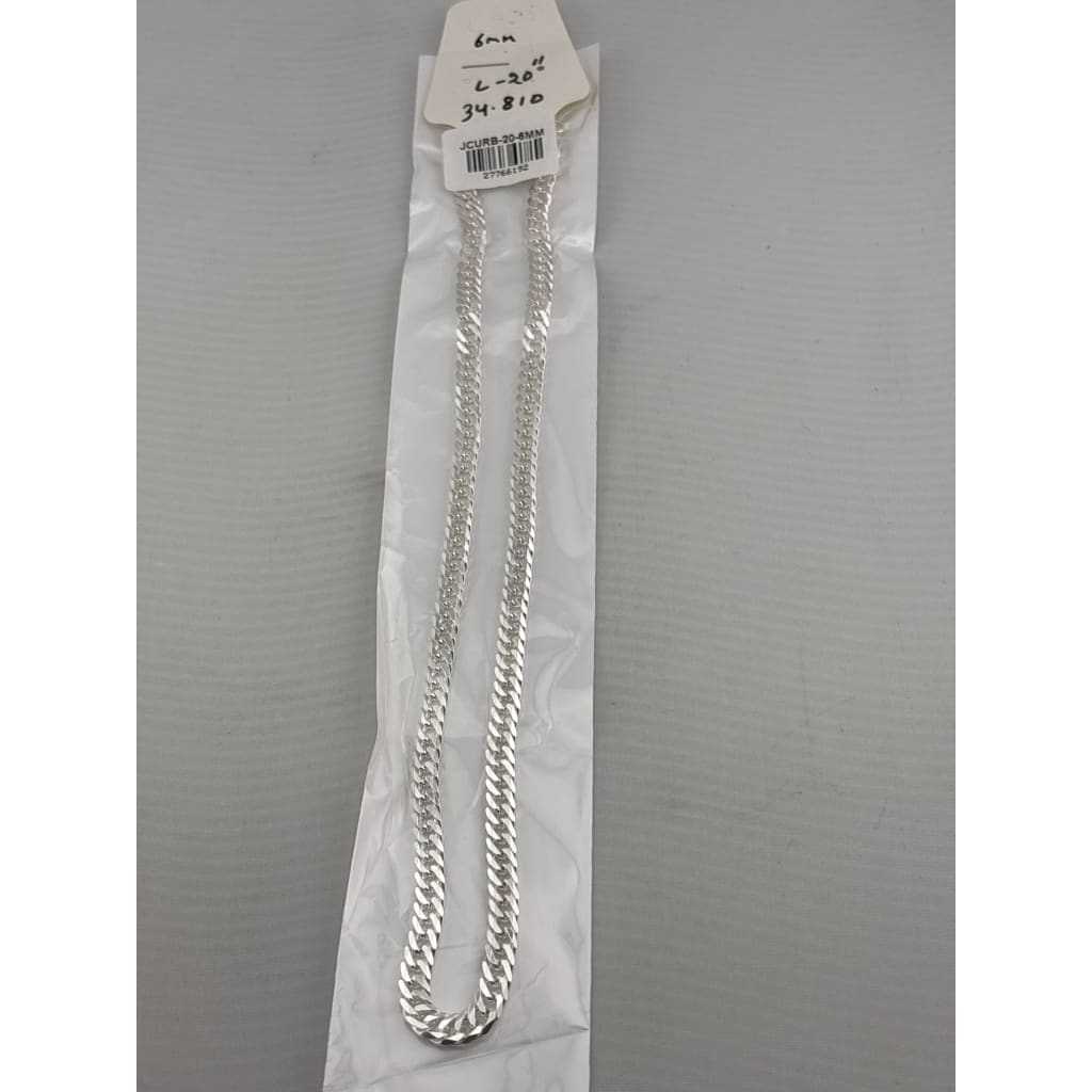 Japanese Curb Silver Chain in 925 Sterling Silver | Sleek Flat Link Chain Necklace