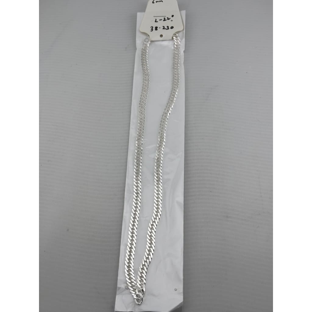 Japanese Curb Silver Chain in 925 Sterling Silver | Sleek Flat Link Chain Necklace