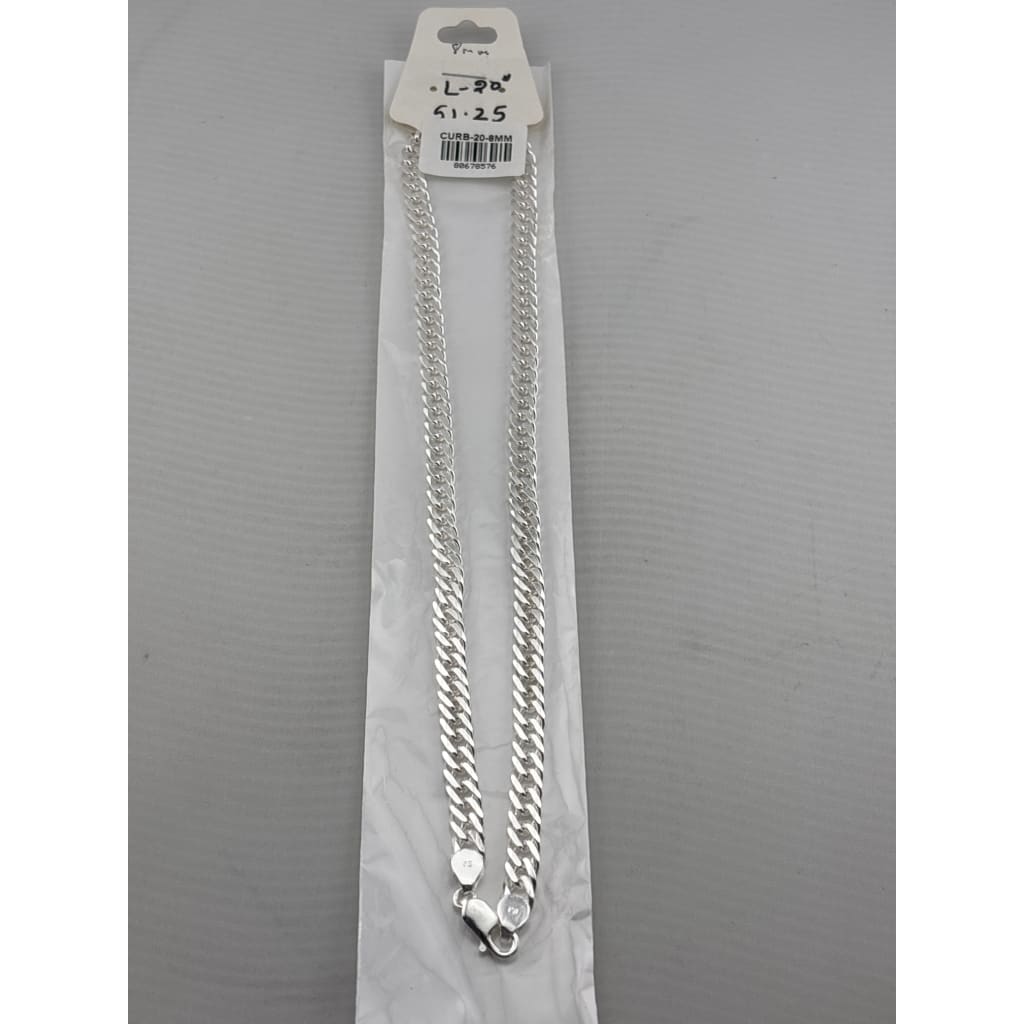 Japanese Curb Silver Chain in 925 Sterling Silver | Sleek Flat Link Chain Necklace