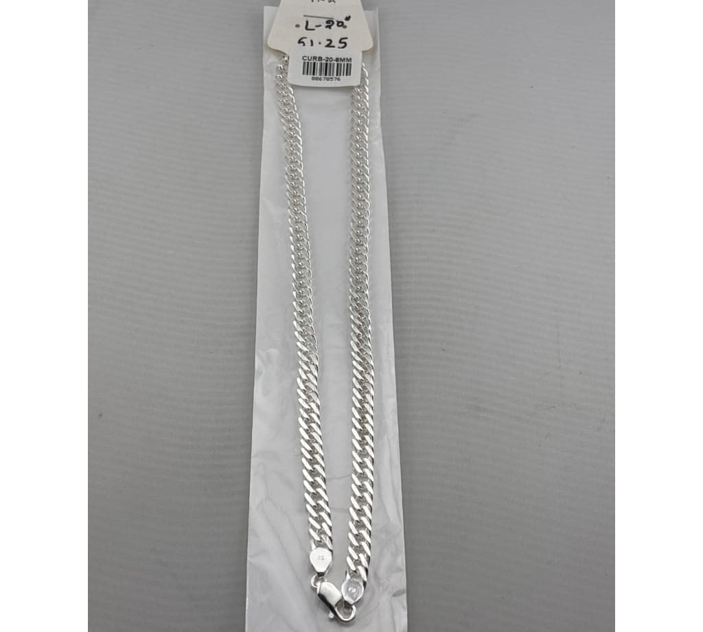 Japanese Curb Silver Chain in 925 Sterling Silver | Sleek Flat Link Chain Necklace