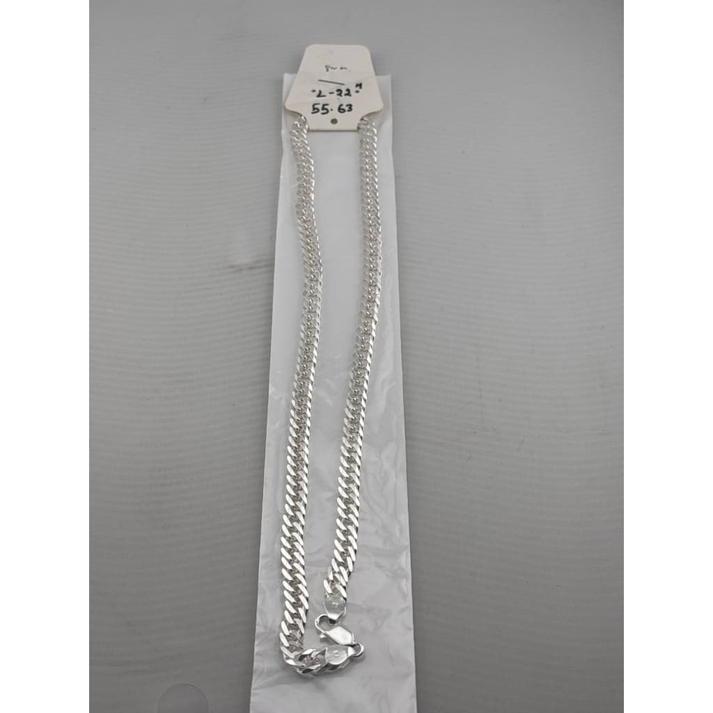 Japanese Curb Silver Chain in 925 Sterling Silver | Sleek Flat Link Chain Necklace