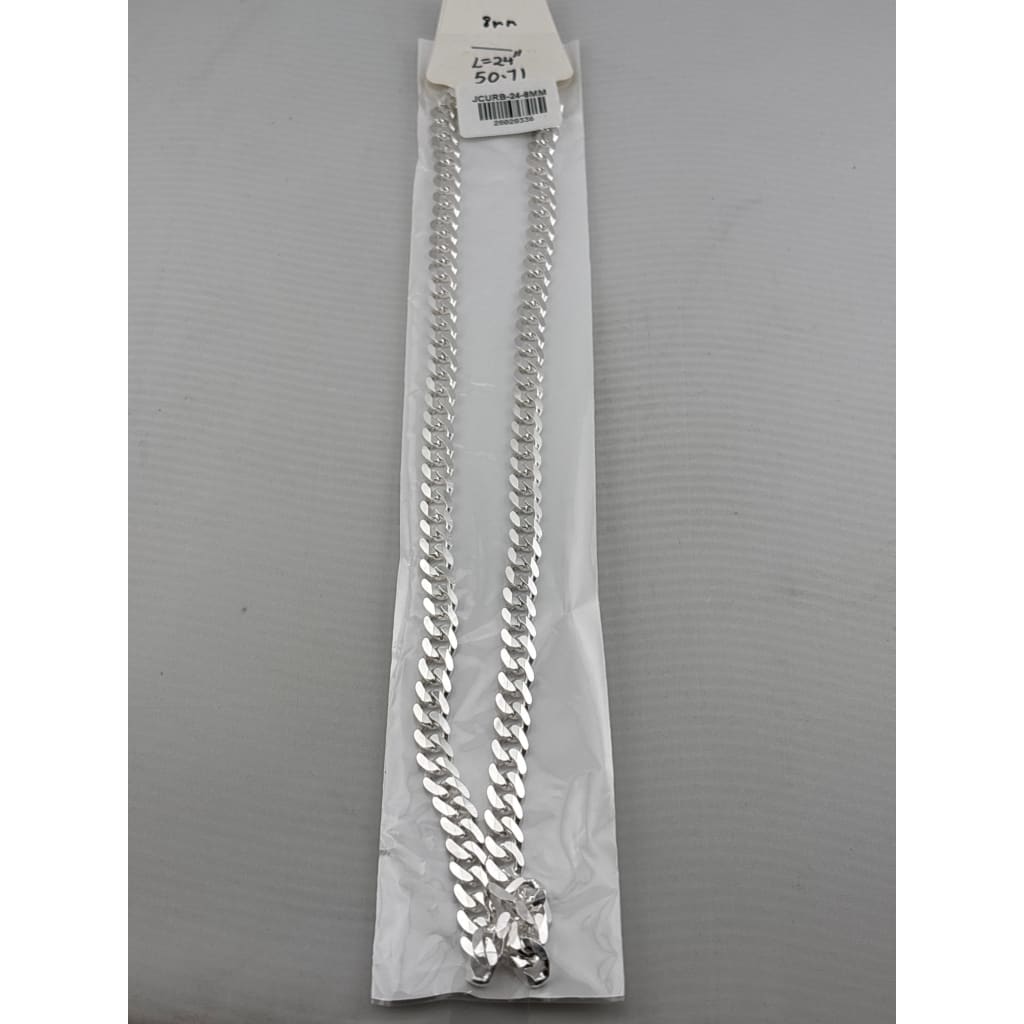 Japanese Curb Silver Chain in 925 Sterling Silver | Sleek