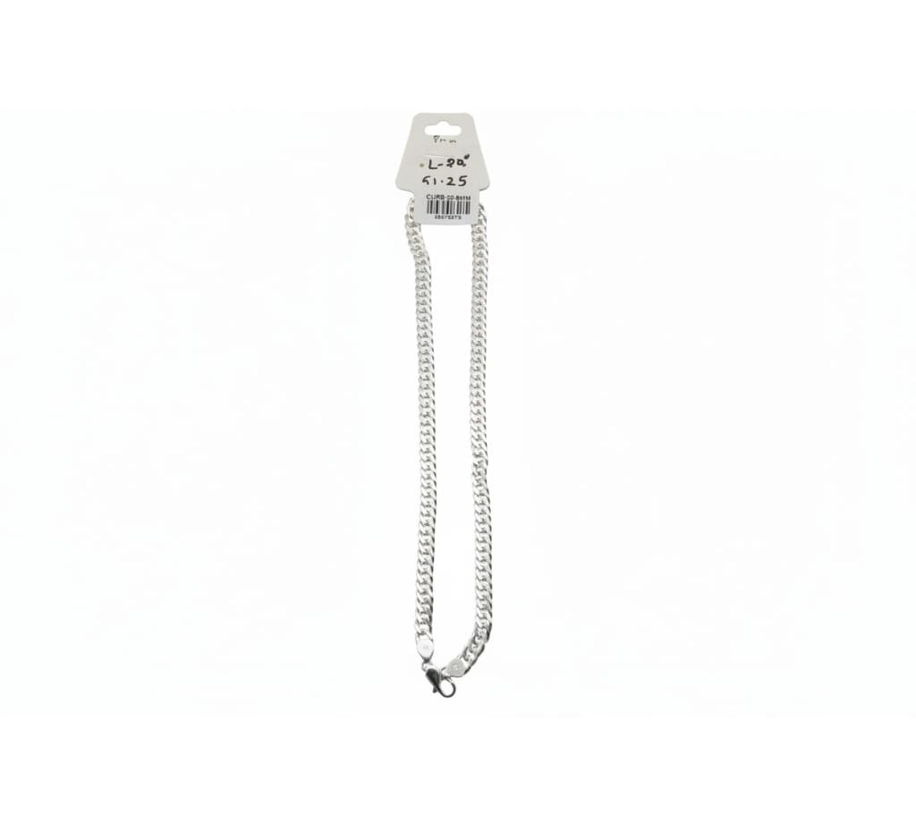 Japanese Curb Silver Chain in 925 Sterling Silver | Sleek Flat Link Chain Necklace