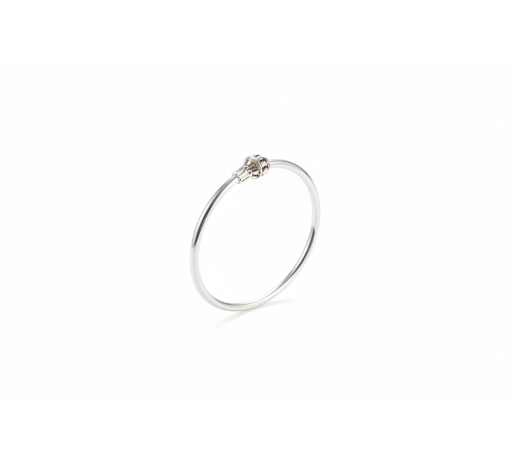 Kids Ball End Silver Kada – 925 Sterling Silver Baby Kada Bracelet with Designer Caps