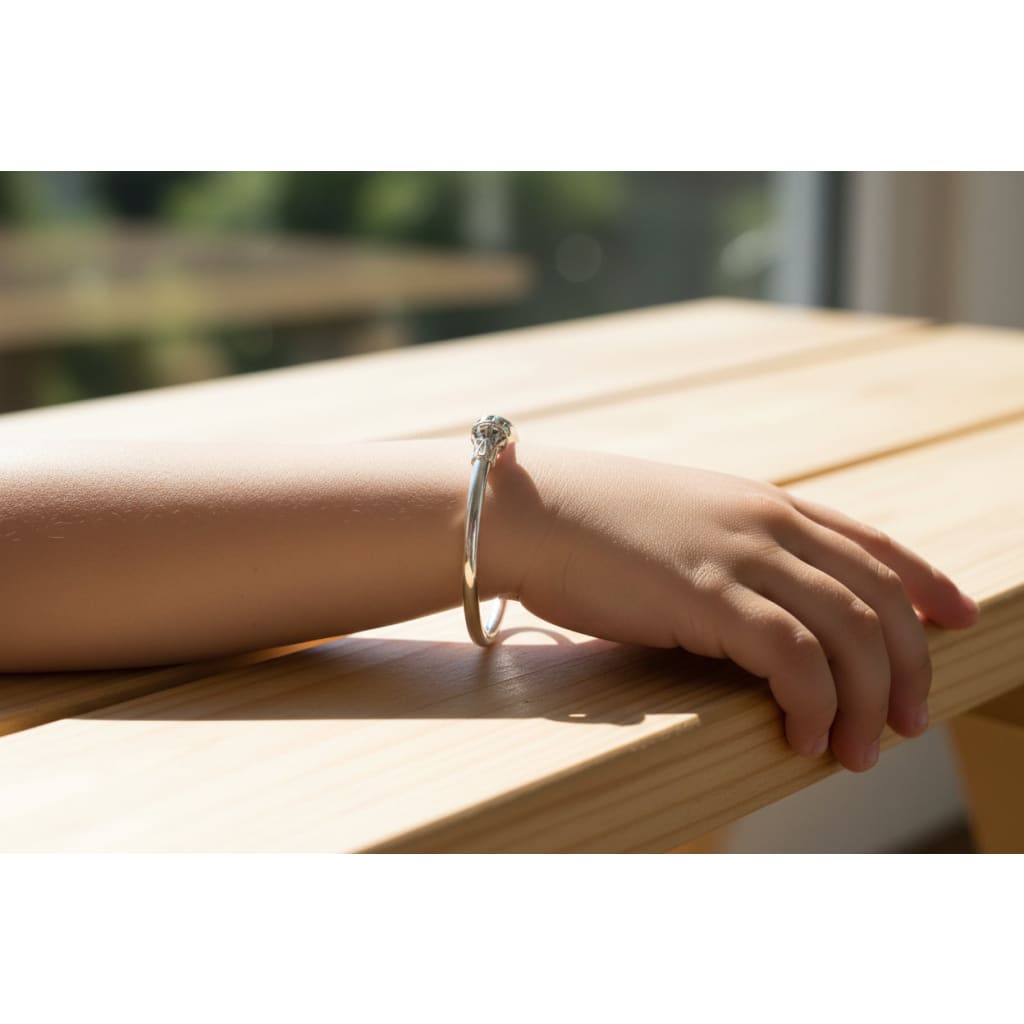 Kids Ball End Silver Kada – 925 Sterling Silver Baby Kada Bracelet with Designer Caps